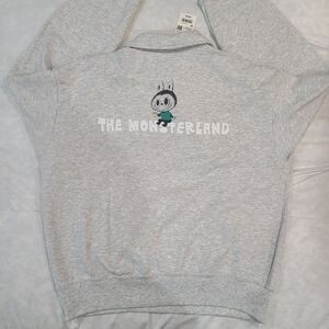 Uniqlo Pop Mart The Monsters Labubu Grey Graphic Half-Zip Women Sweatshirt